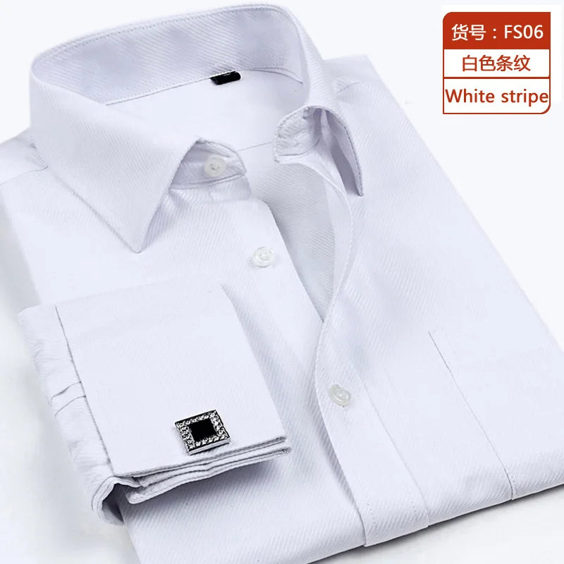 Camisa Hombre Formal Gemelos Franceses - Clásica Manga Larga Vestir Elegante
