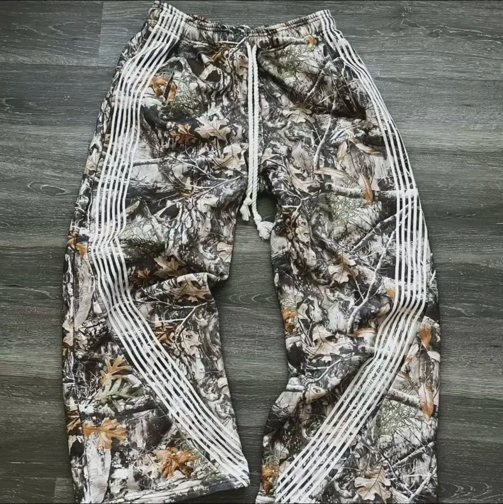 Vaqueros Hombre Camuflaje Pierna Ancha - Pantalones Sueltos Oversize Retro Streetwear