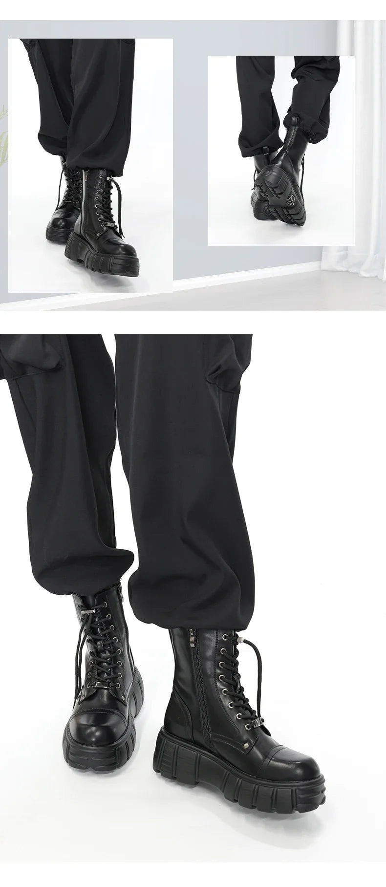 Botas Tobillo Mujer 2024 Punk Plataforma - Rock Cordones Retro Chunky