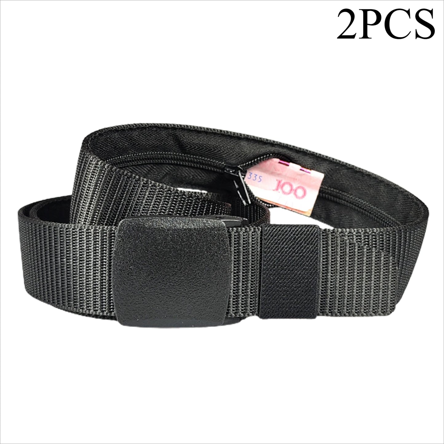 Cinturón Hombre con Bolsillo Secreto Cremallera - Nylon Seguridad Anti-Robo Cartera Oculta Regalo