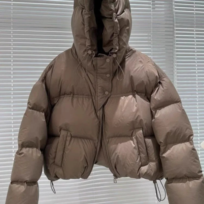 Chaqueta Puffer Mujer Corta - Chaqueta Solapa Algodón Coreana