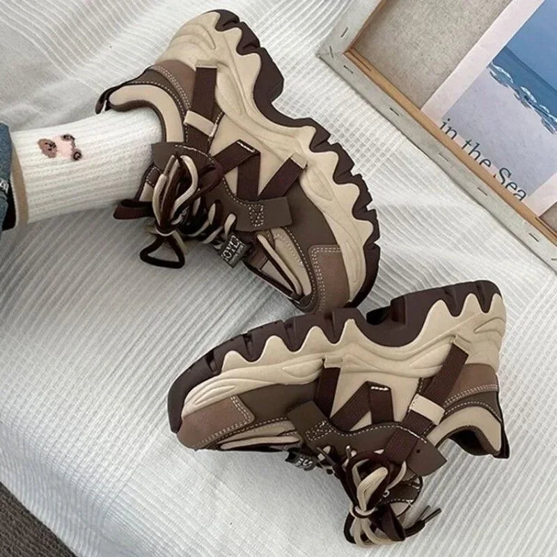 Sneakers Chunky Plataforma Mujer Otoño - Zapatillas Running Casual Cordones