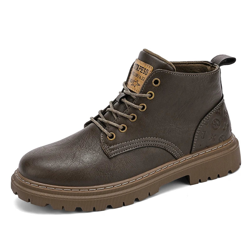 Botas Hombre 2024 Cuero Altas - Casual Fashion Retro All-Match Trabajo Desert