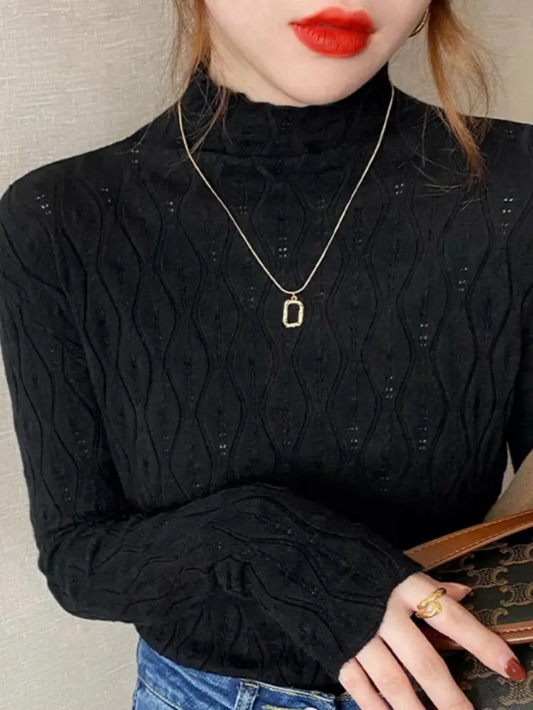 Suéter Cashmere Mujer Cuello Alto - Jersey Slim Otoño Invierno