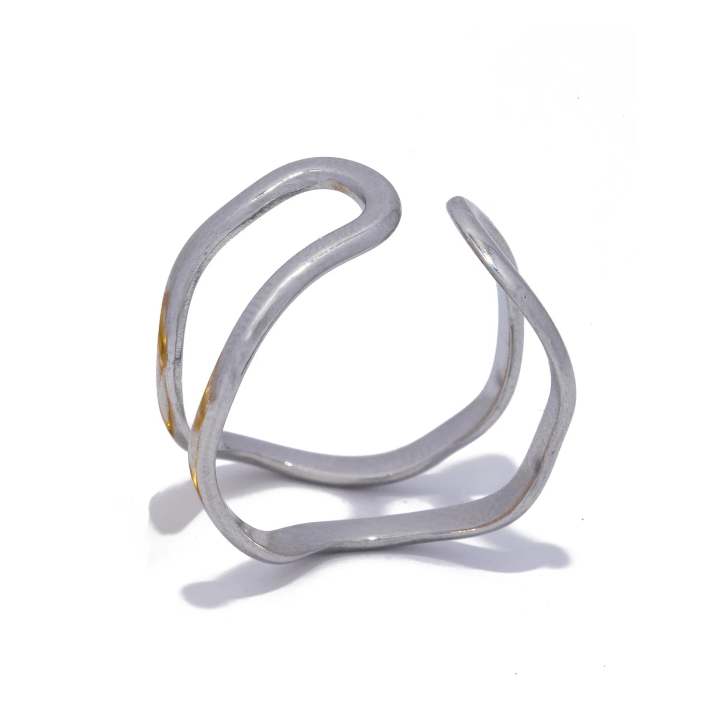 Anillo Doble Capa Ajustable - Acero Inoxidable Minimalista Hipoalergénico