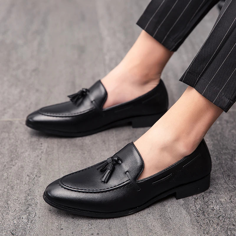 Zapatos Boda Hombre Loafers Borlas - Cuero Slip-On Vestir Business Estilo Británico Formal