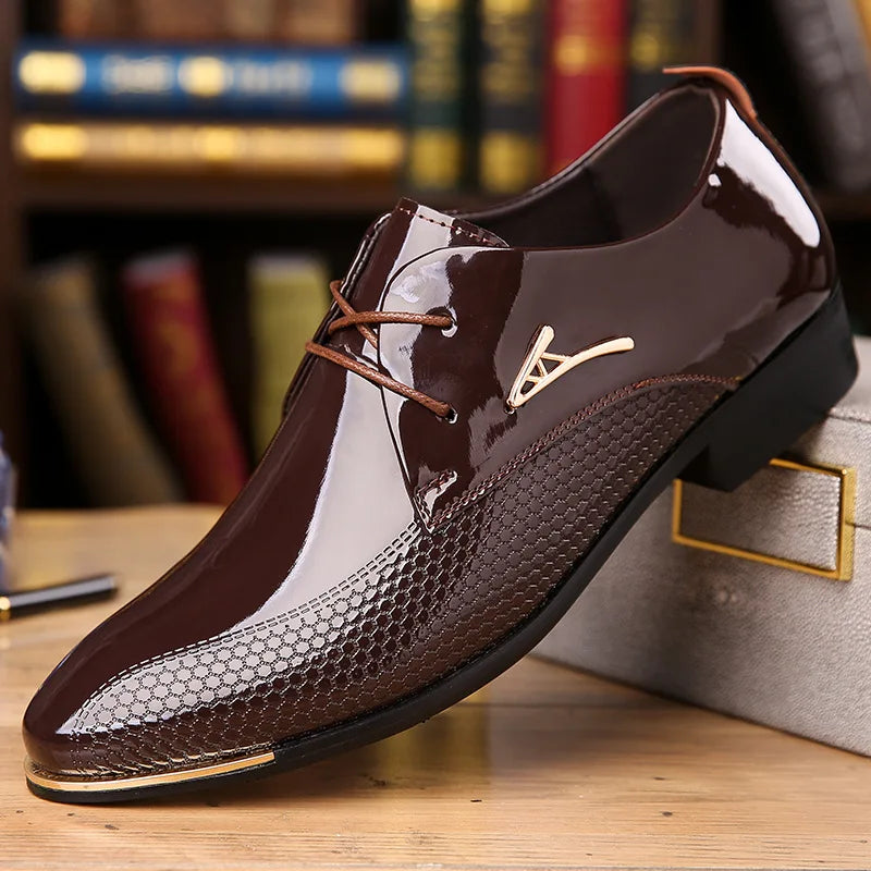 Zapatos Derby Hombre Cuero Punta Puntiaguda - Casual Business Tallas Grandes Primavera