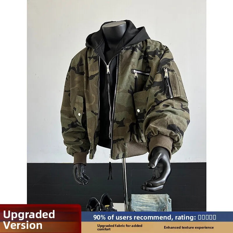 Chaqueta Bomber Camuflaje Americana Retro - Jacket Cortavientos Hombre