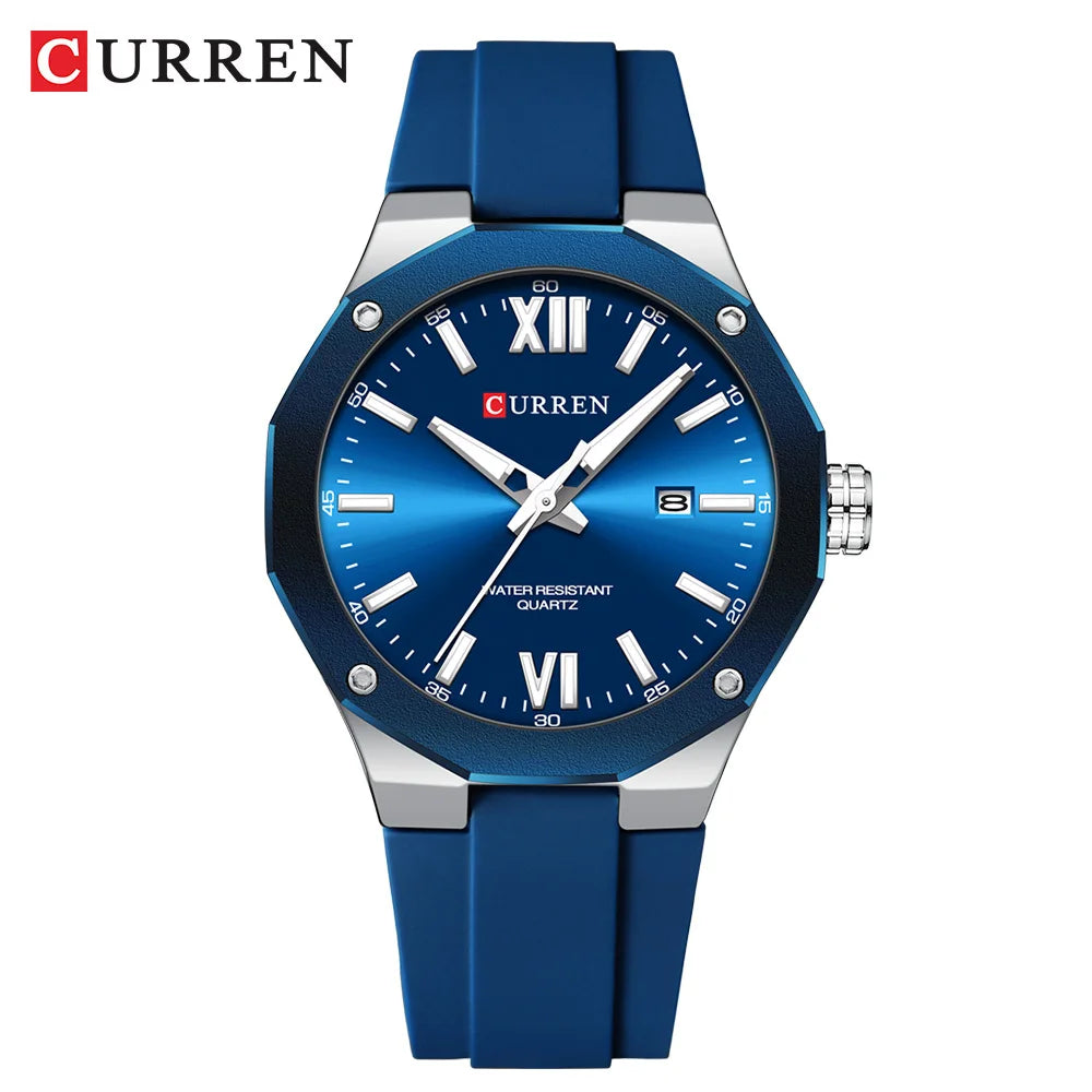 Reloj CURREN 8465 Nuevo 2025 - Cuarzo Silicona Luz Nocturna Casual Resistente al Agua