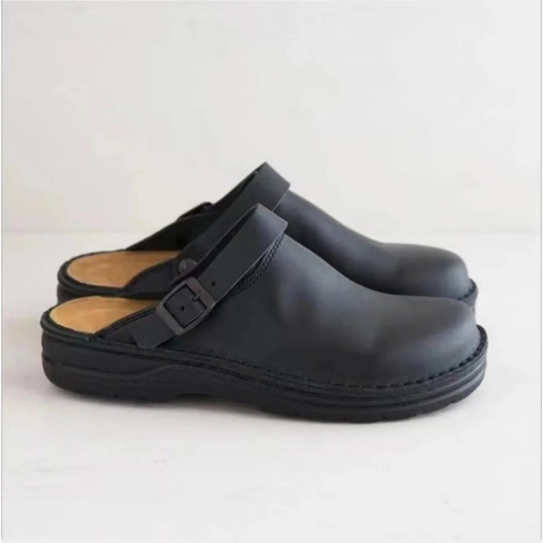 Zuecos Hombre Cuero Verano - Sandalias Casual Playa Antideslizantes