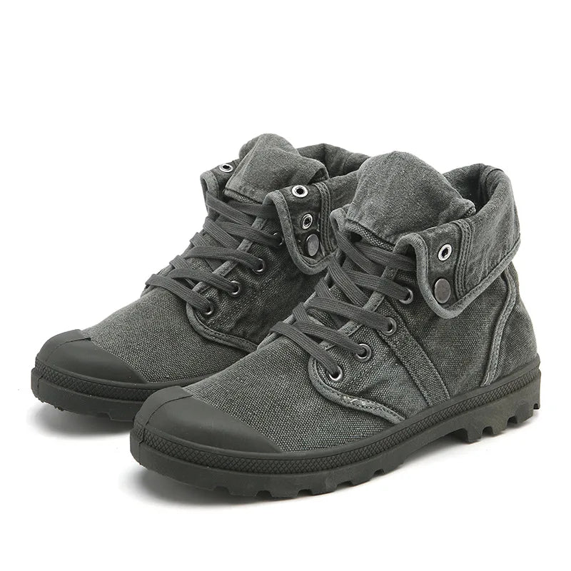 Botines Hombre Outdoor Canvas - Botas Casual Transpirables Cordones