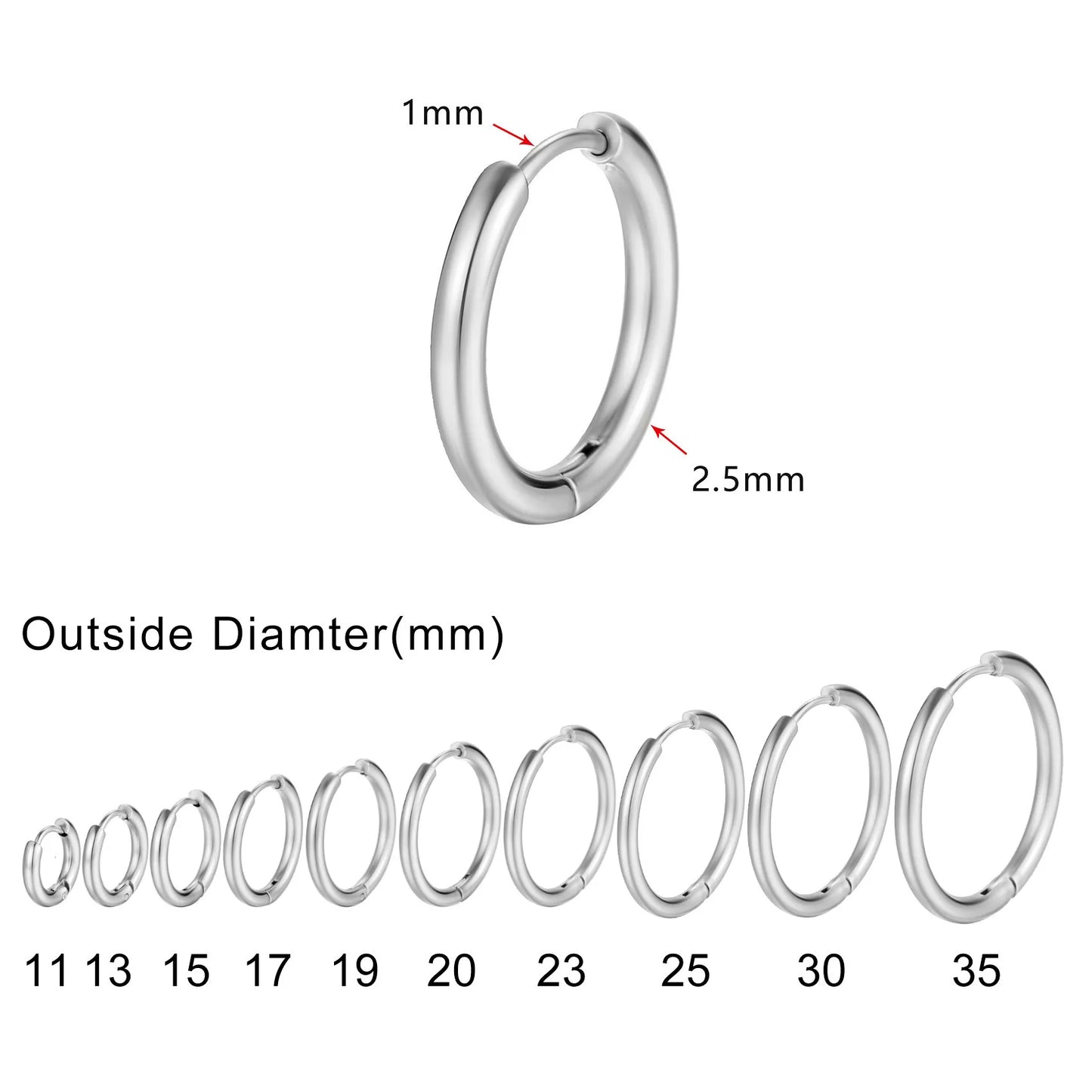 Pendientes Aro Minimalistas Mujer - Acero Inoxidable Redondos Huggies