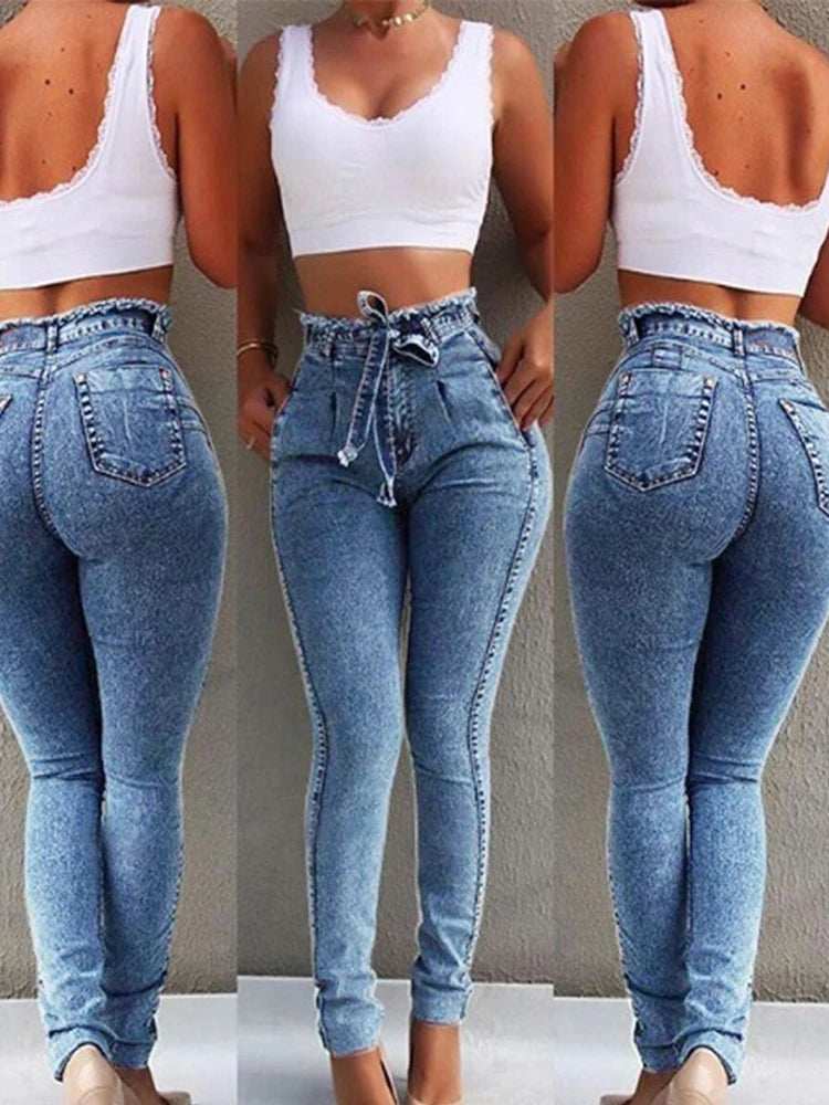 Vaqueros Mujer Cintura Alta Slim Stretch - Jeans Ajustados Push Up Tallas Grandes
