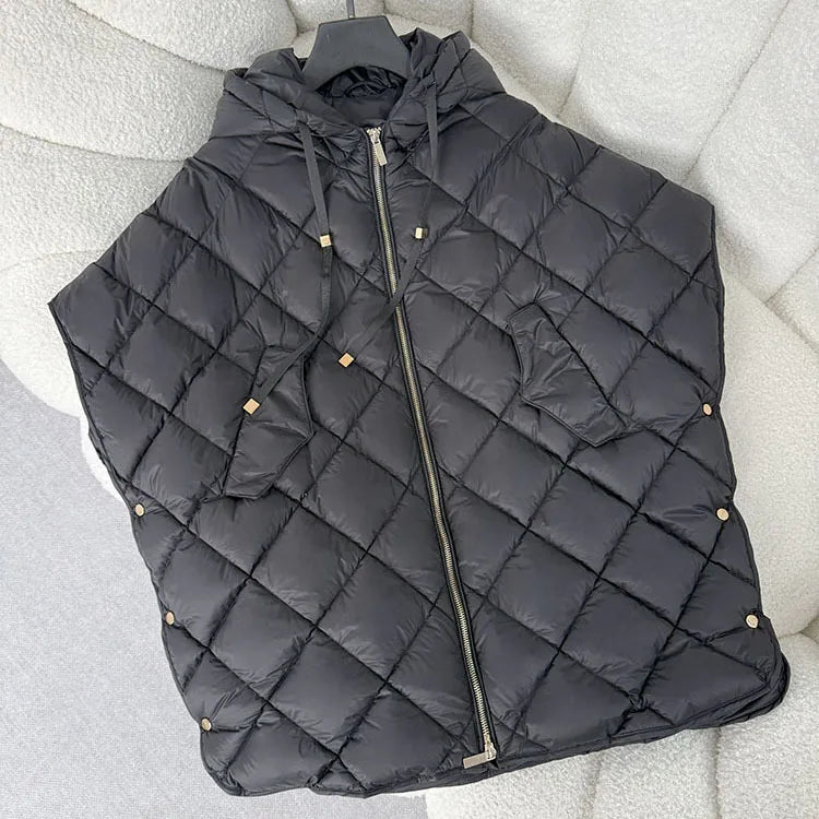 Chaleco Mujer Plumas Pato Capucha 2025 - Chaqueta Sin Mangas Irregular