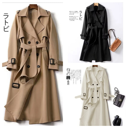 Trench Mujer Estilo Coreano - Gabardina Cinturón Primavera Otoño