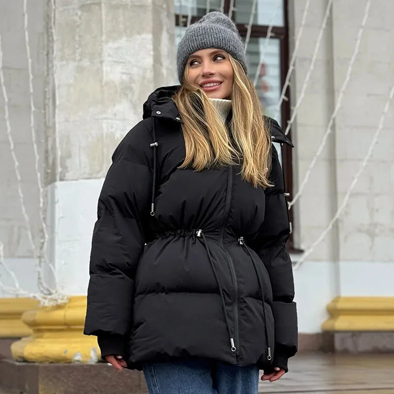 Chaqueta Algodón Mujer Gruesa - Chaqueta Cuello Alto Cremallera Capucha 2025