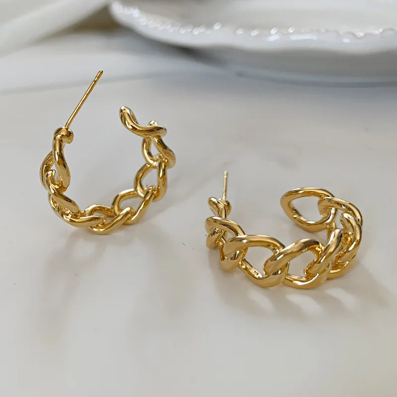 Pendientes Círculo Grande Dorado - Minimalistas Geométricos Redondos Mujer