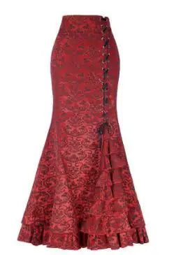 Falda Sirena Mujer Vintage - Falda Larga Volantes Ajustada Cola Pez Estampada