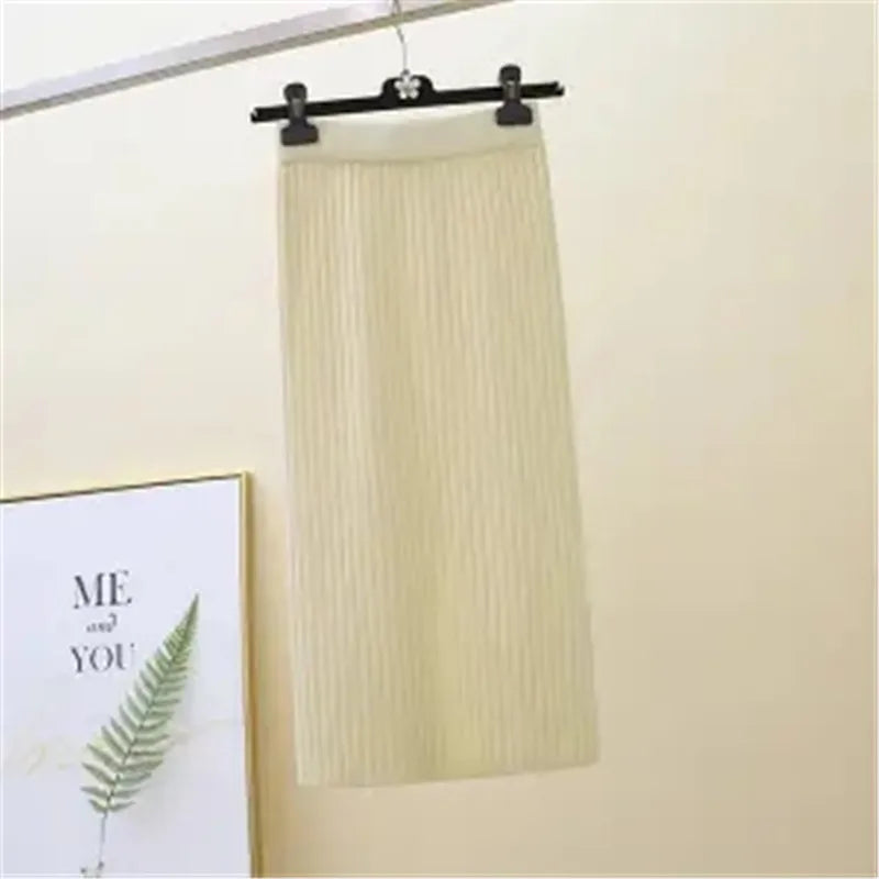 Falda Oficina Mujer Invierno - Falda Punto Lápiz Cintura Alta Negra Cálida