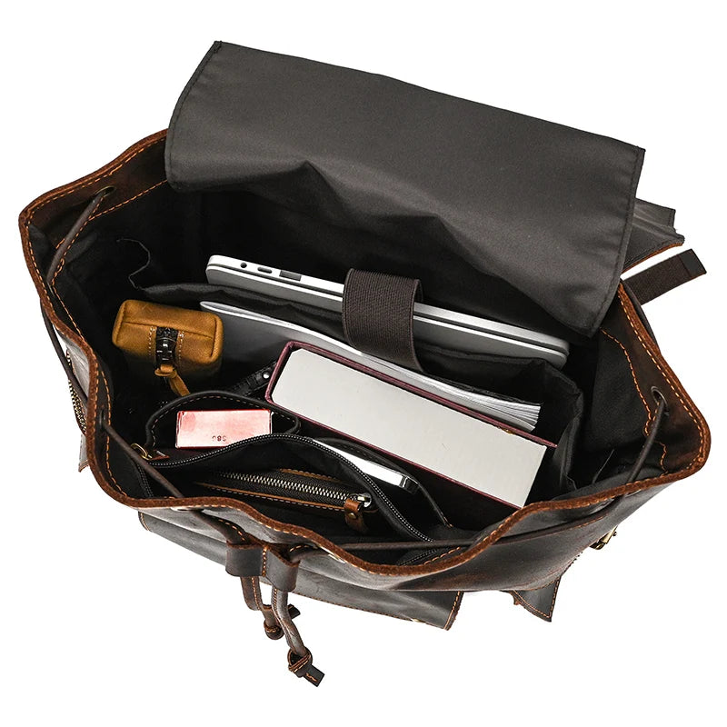 Mochila Cuero Genuino Hombre 2025 - Laptop 17 Pulgadas Viaje Daypack Grande