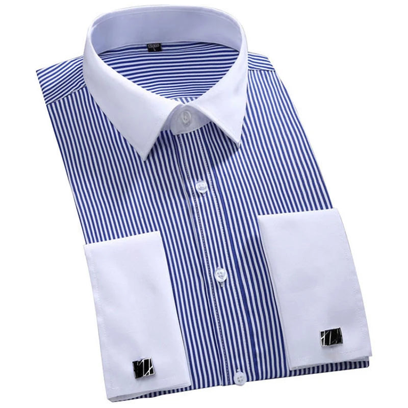 Camisa Hombre Formal Gemelos Franceses - Clásica Manga Larga Vestir Elegante