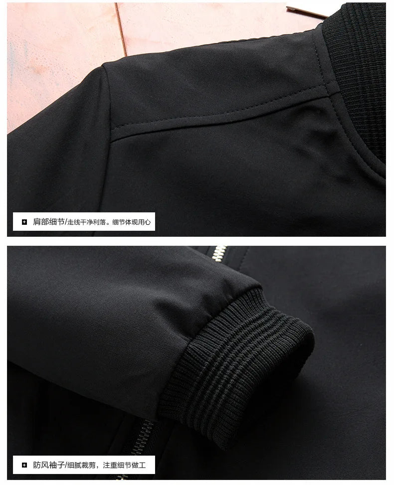 Chaqueta Bomber Hombre Slim Baseball - Cortavientos Cremallera Manga Larga