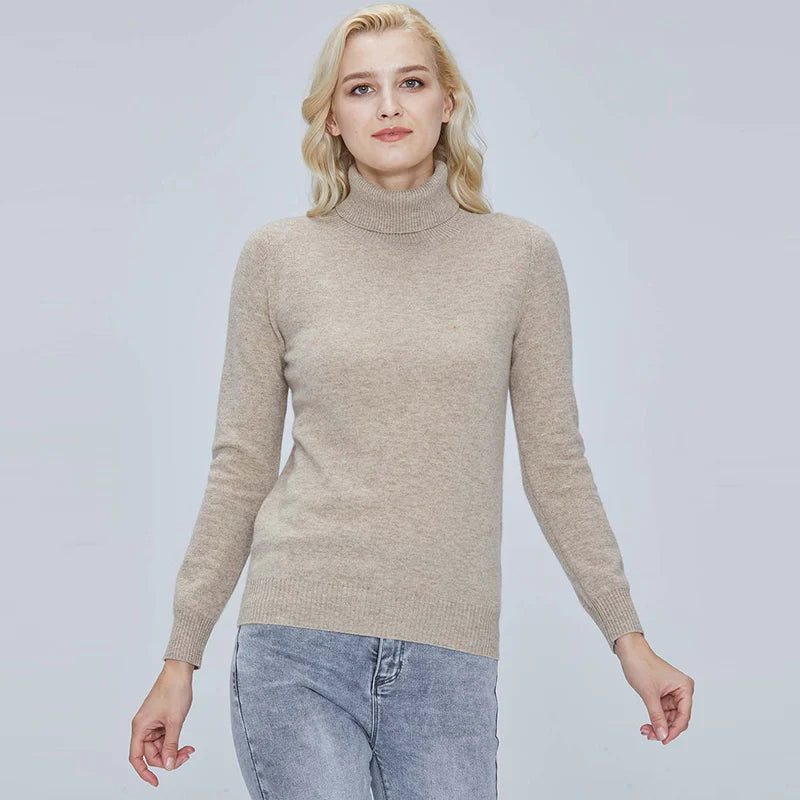 Suéter Mujer Lana Merino 100% - Jersey Cuello Alto Y2K Invierno