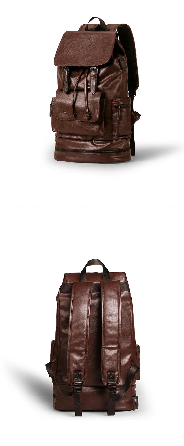 Mochila Preppy Hombre Cuero PU - Alta Capacidad Fashion Casual Viaje Escolar