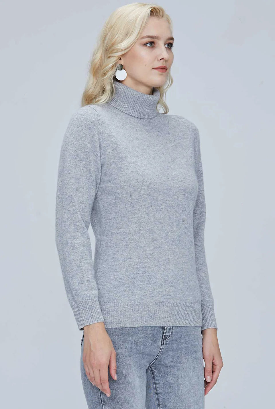 Suéter Mujer Lana Merino 100% - Jersey Cuello Alto Y2K Invierno