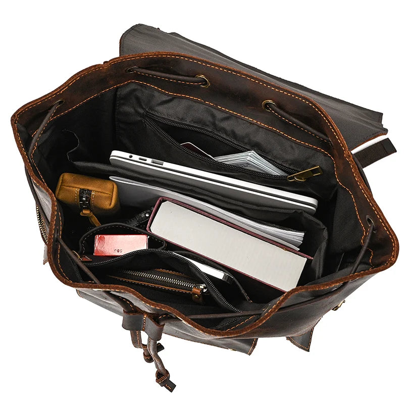 Mochila Cuero Genuino Hombre 2025 - Laptop 17 Pulgadas Viaje Daypack Grande