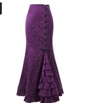 Falda Sirena Mujer Vintage - Falda Larga Volantes Ajustada Cola Pez Estampada