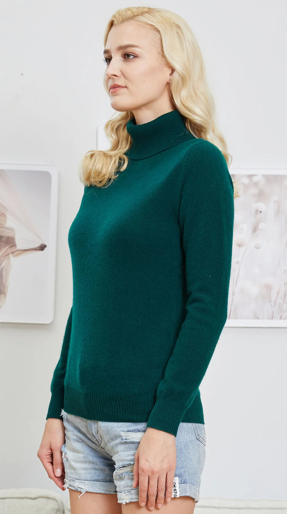 Suéter Mujer Lana Merino 100% - Jersey Cuello Alto Y2K Invierno