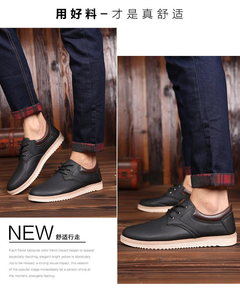 Zapatos Oxford Hombre Cuero Verano 2023 - Casual Planos Cómodos Transpirables Cordones