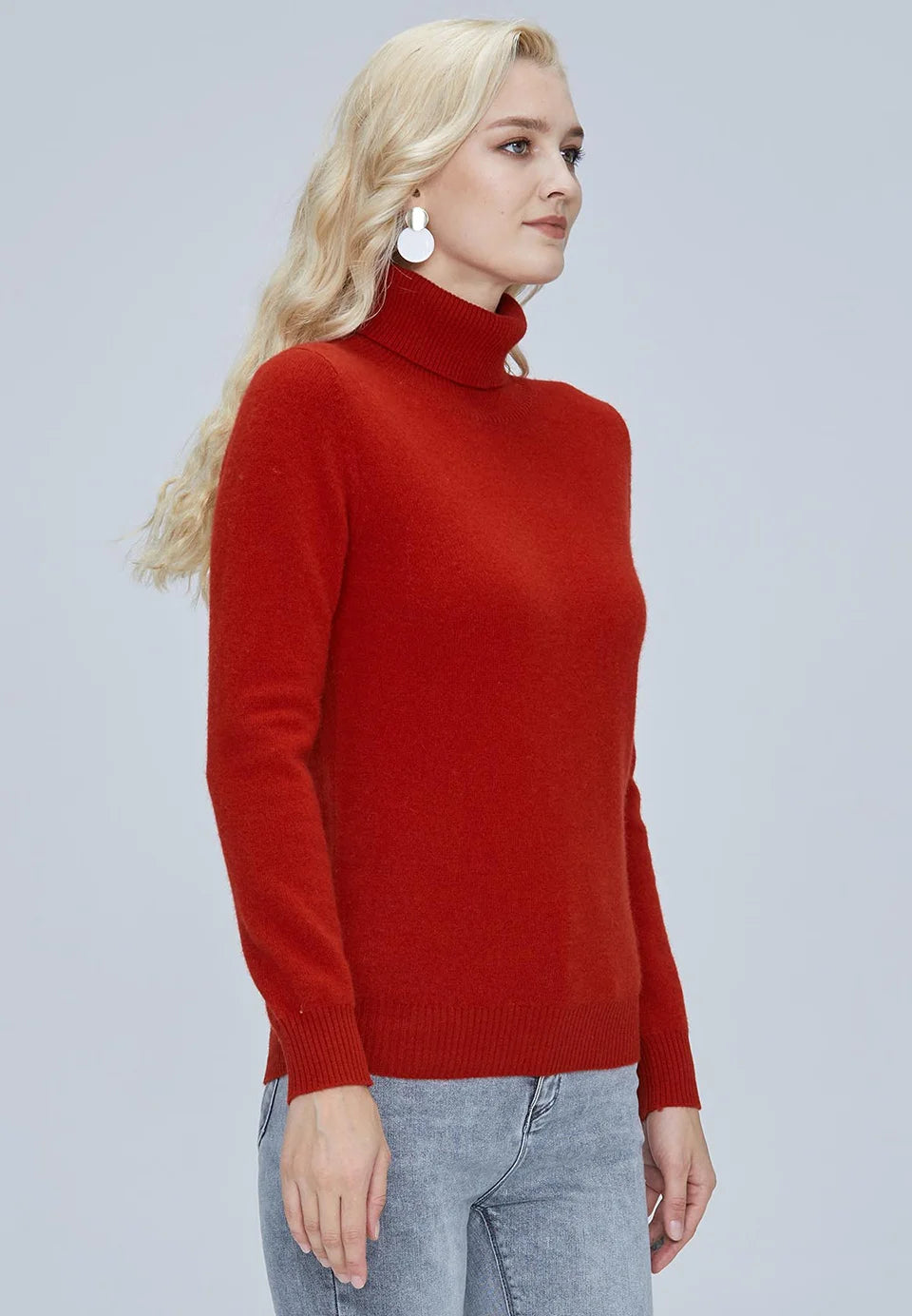 Suéter Mujer Lana Merino 100% - Jersey Cuello Alto Y2K Invierno