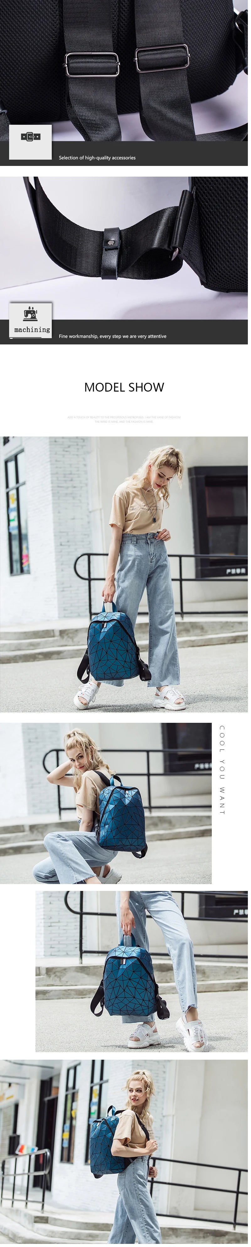 Mochila Mujer Fashion - Bolso Escolar Geométrico Viaje Para Mujer