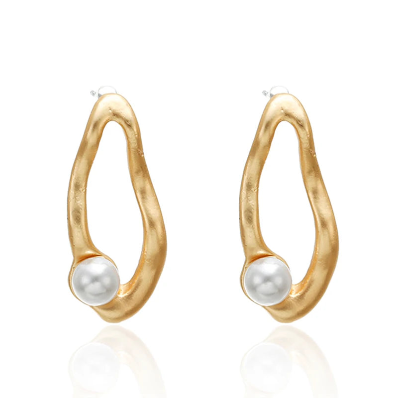 Pendientes Círculo Grande Dorado - Minimalistas Geométricos Redondos Mujer