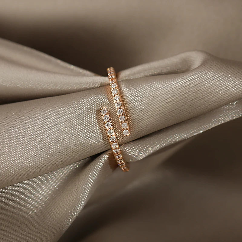 Anillos Geométricos Oro Rosa Minimalistas - Coreano Fashion Goth Mujer