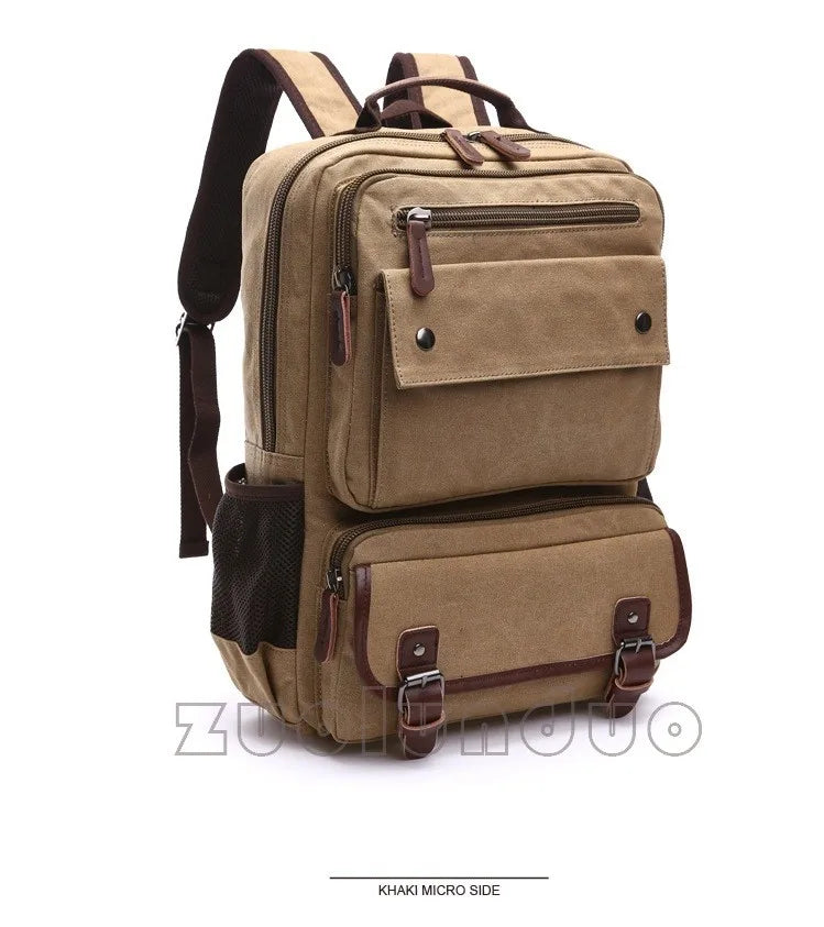 Mochila Canvas Vintage Hombre - Laptop Universidad Estudiante Escolar Adolescentes Gran Capacidad