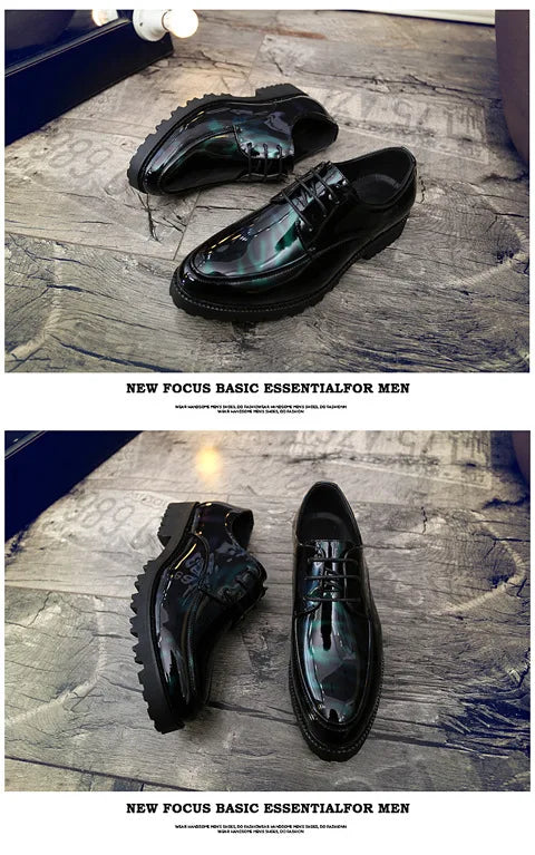 Mocasines Hombre Cuero Charol Negro - Elegantes Oxford Lujo Boda Casual 2025