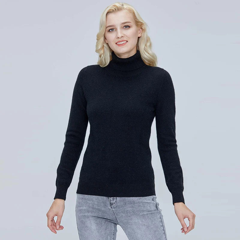 Suéter Mujer Lana Merino 100% - Jersey Cuello Alto Y2K Invierno