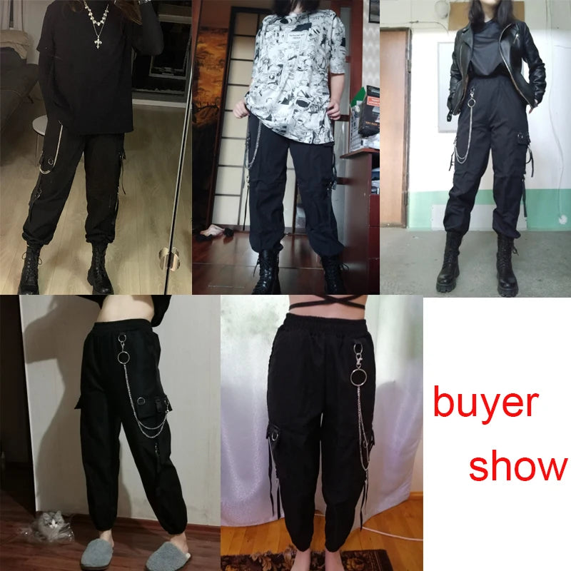Pantalón Cargo Mujer Harem Punk - Pantalón Jogger Cadena Harajuku