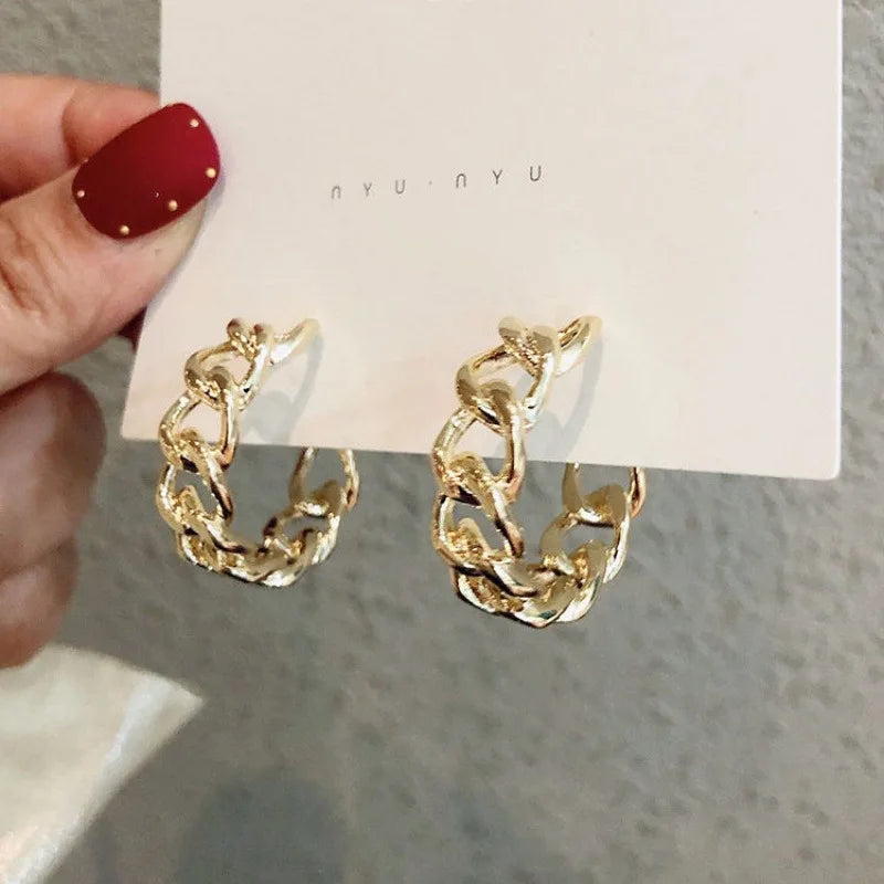 Pendientes Círculo Grande Dorado - Minimalistas Geométricos Redondos Mujer