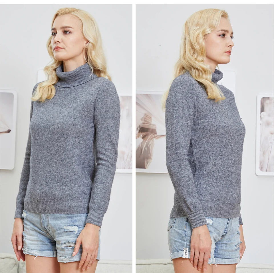 Suéter Mujer Lana Merino 100% - Jersey Cuello Alto Y2K Invierno