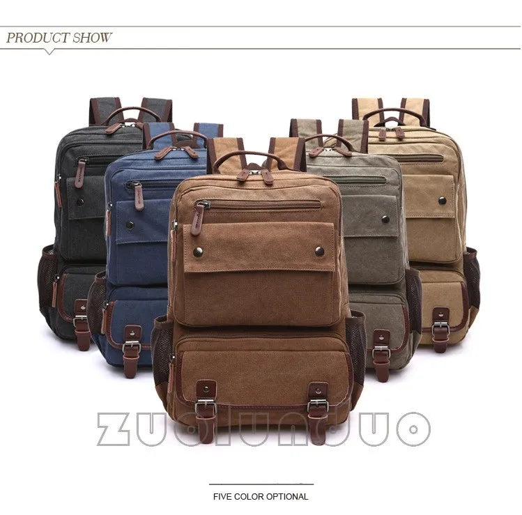Mochila Canvas Vintage Hombre - Laptop Universidad Estudiante Escolar Adolescentes Gran Capacidad