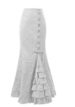 Falda Sirena Mujer Vintage - Falda Larga Volantes Ajustada Cola Pez Estampada