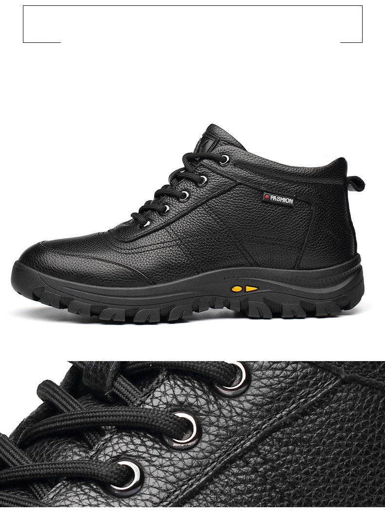 Botas Invierno Hombre Cuero Lana - Botines Cálidos Nieve Outdoor Impermeables