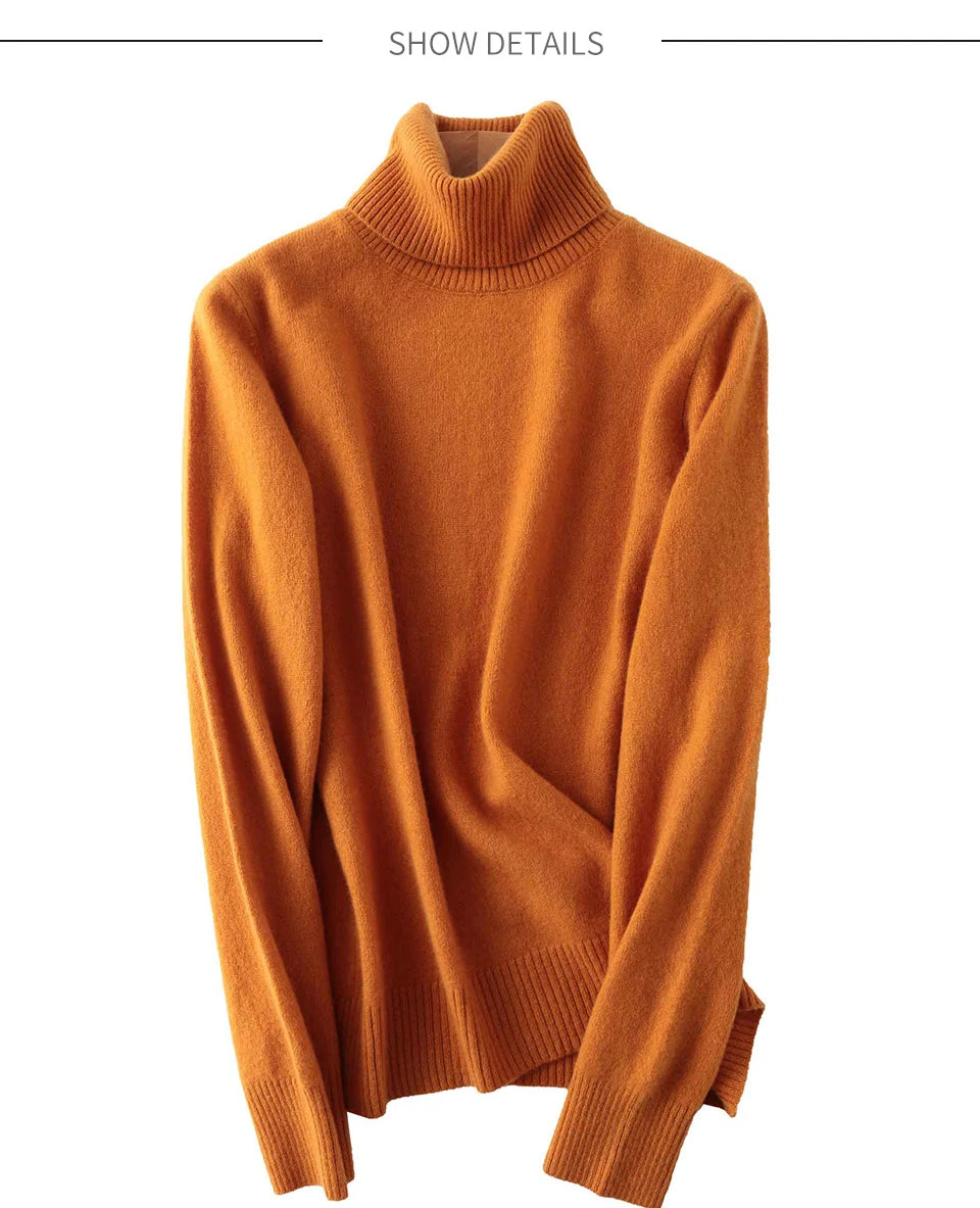 Suéter Mujer Lana Merino 100% - Jersey Cuello Alto Y2K Invierno