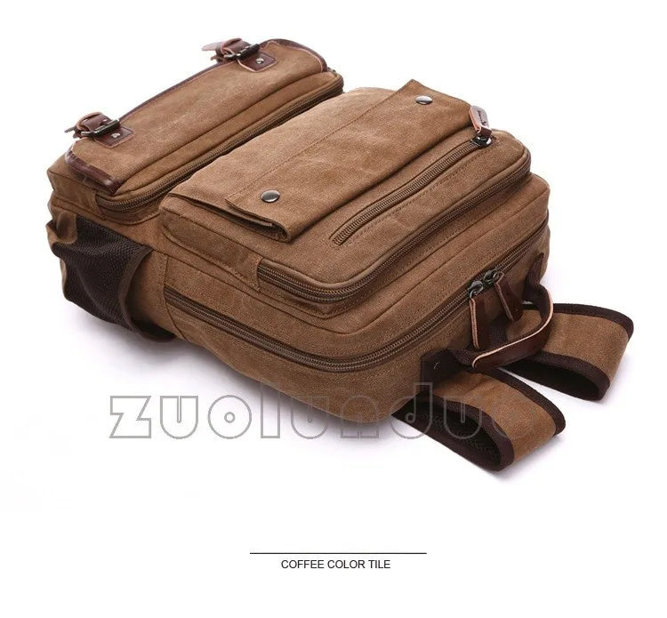 Mochila Canvas Vintage Hombre - Laptop Universidad Estudiante Escolar Adolescentes Gran Capacidad