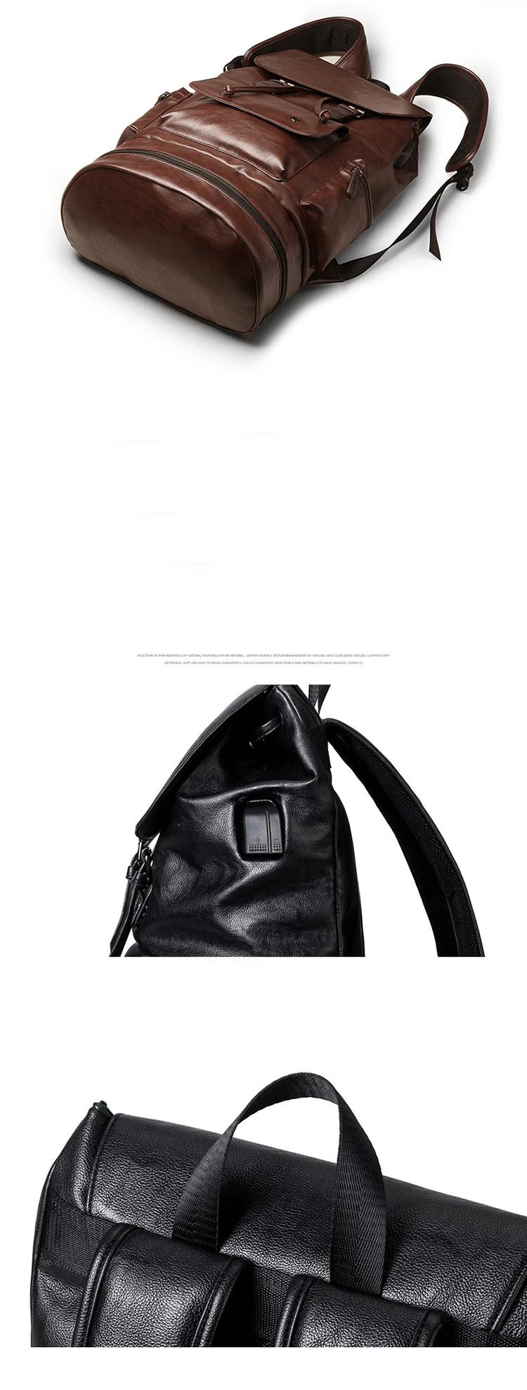 Mochila Preppy Hombre Cuero PU - Alta Capacidad Fashion Casual Viaje Escolar