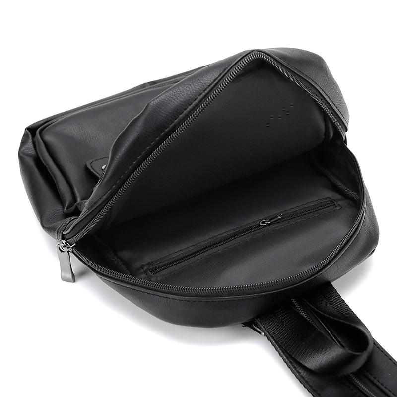 Mochila Pecho Pequeña Hombre Cuero PU - Bolsa Hombro Business Casual Crossbody